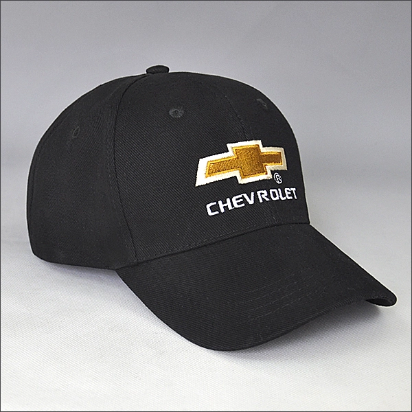 black Chevrolet baseball cap with logo embroidered