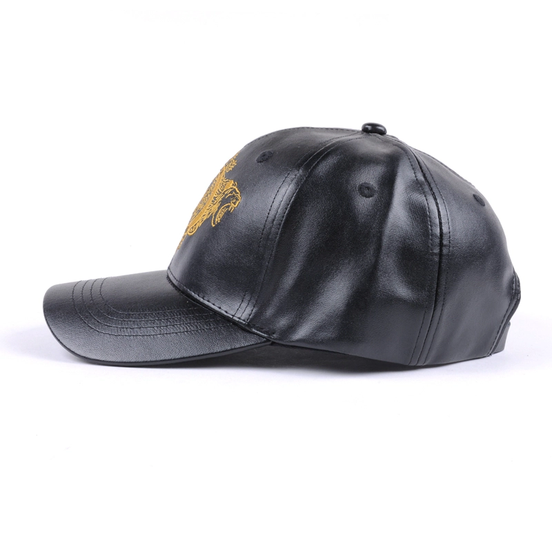 Logo-Baseballmützen aus schwarzem Leder