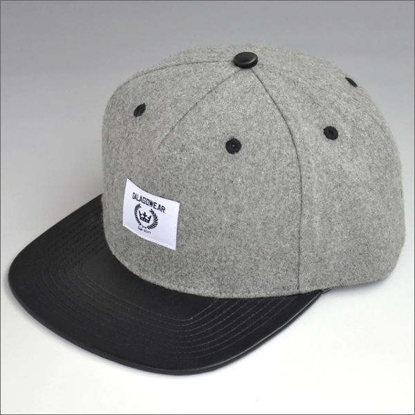 Chine snapback en cuir noir chapeaux blancs personnalisés fabricant