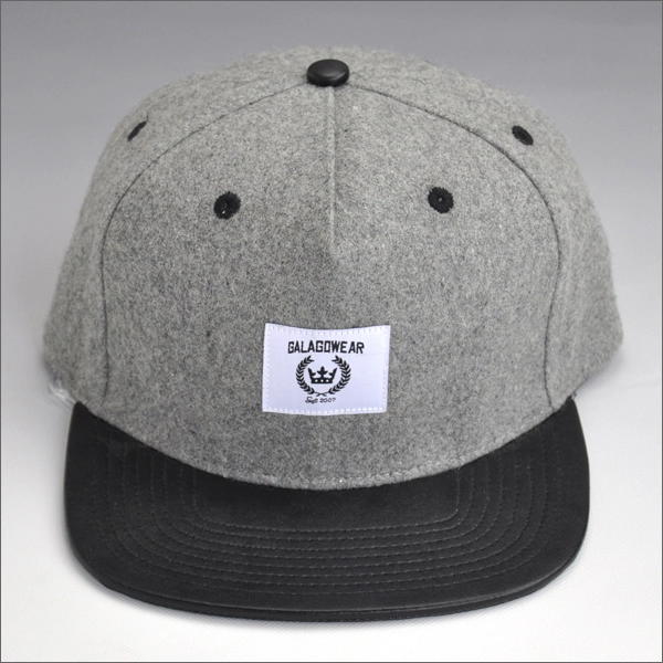 snapback de couro preto em branco chapéus personalizados