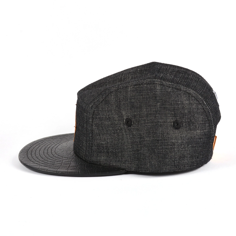 black snapback caps, plain 5 panels snapback hat
