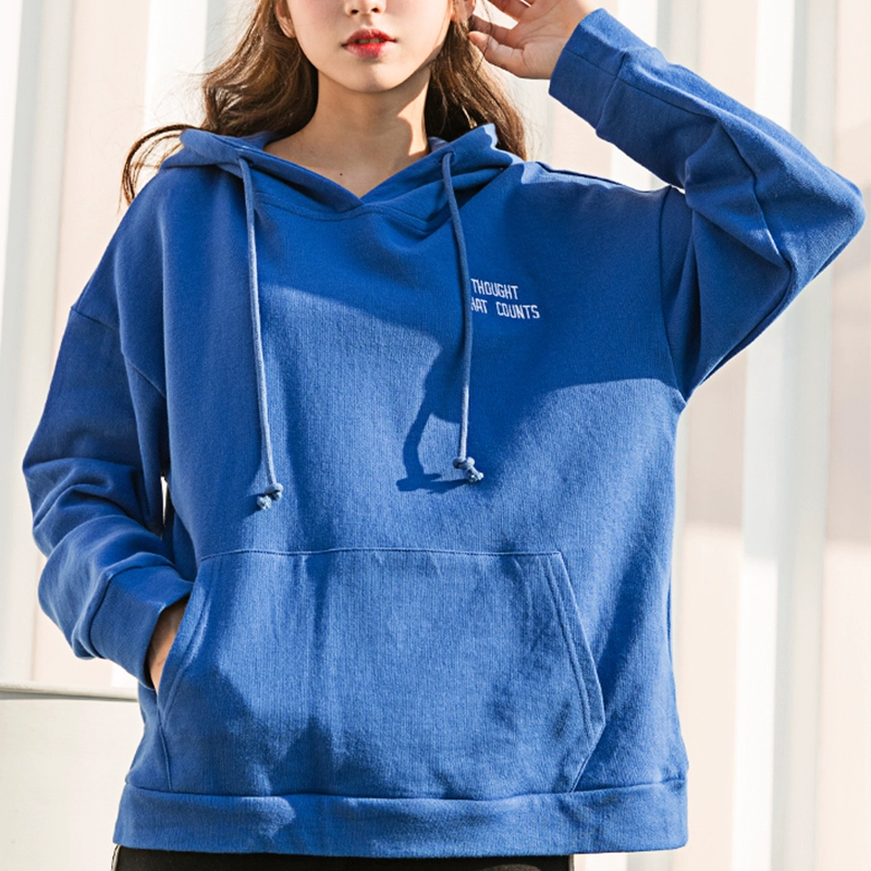 Hoodies de bordados simples de grandes mulheres básicas