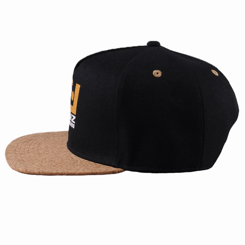 berretto snapback tesa piatta in sughero, cappelli personalizzati snapback ricamati all'ingrosso