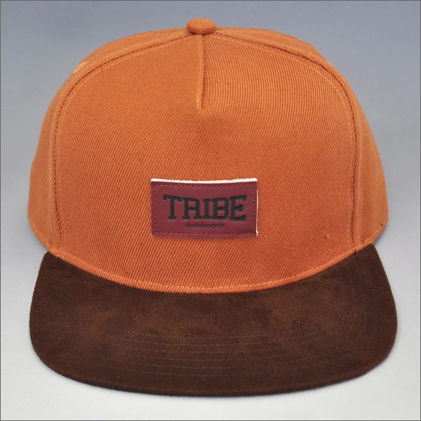 custom 5 panel flat suede brim caps