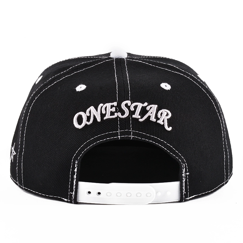 sombreros de encargo del snapback del bordado 3d del borde plano negro