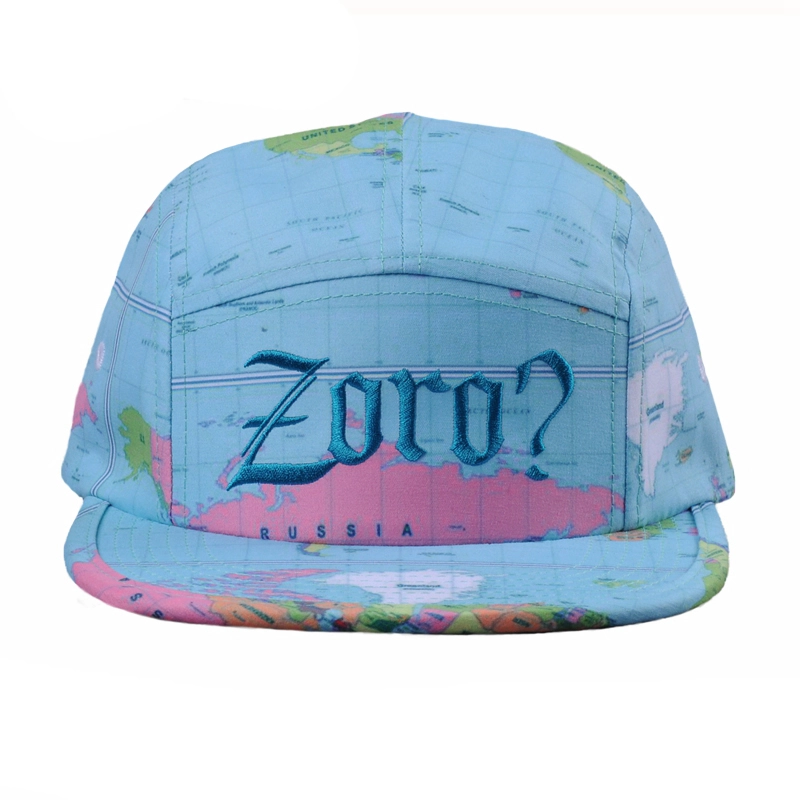 custom embroidery logo printed 5 panel cap