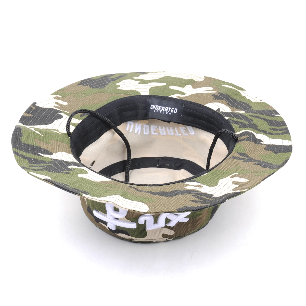 custom embroidery printing camo bucket hat with string