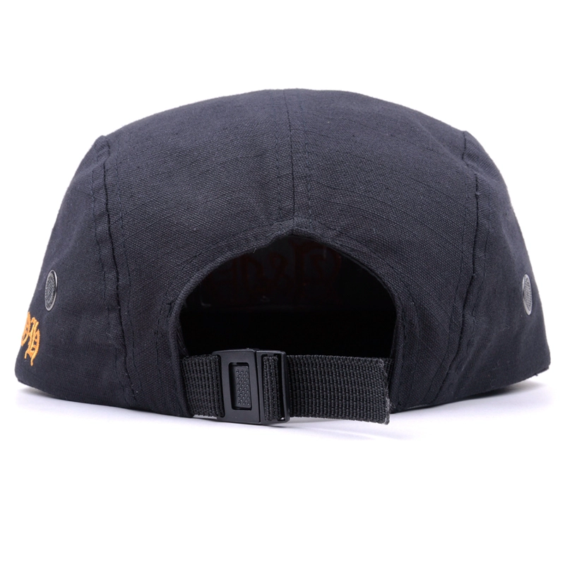 Design Stickerei schwarz flache Krempe 5 Panels Kappe benutzerdefinierte