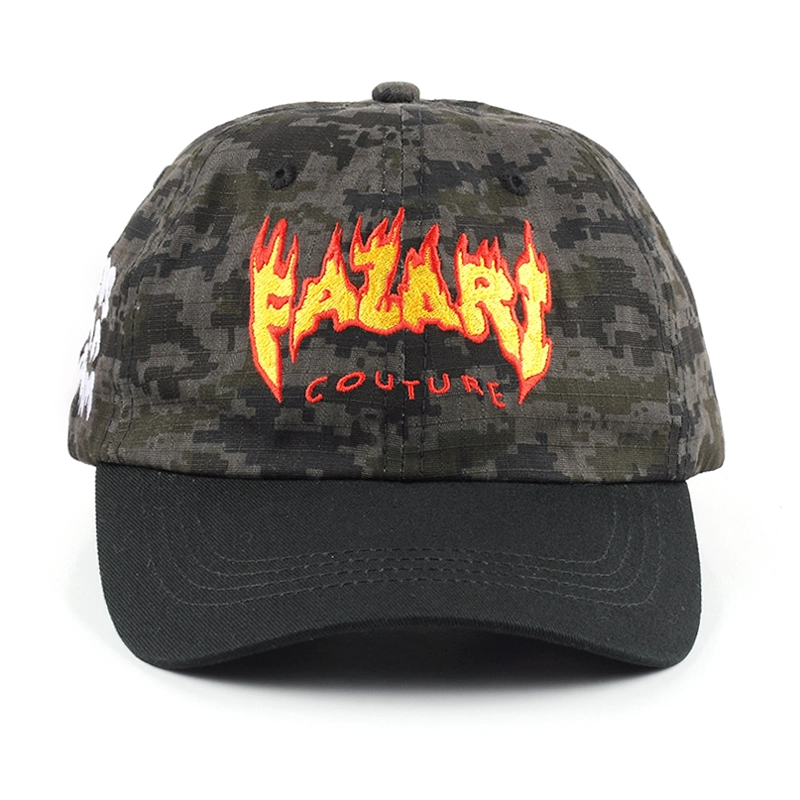 logo broderie design chapeaux de papa sport camo 6 panneaux