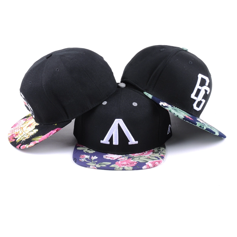 design logo flower brim snapback caps flat hats