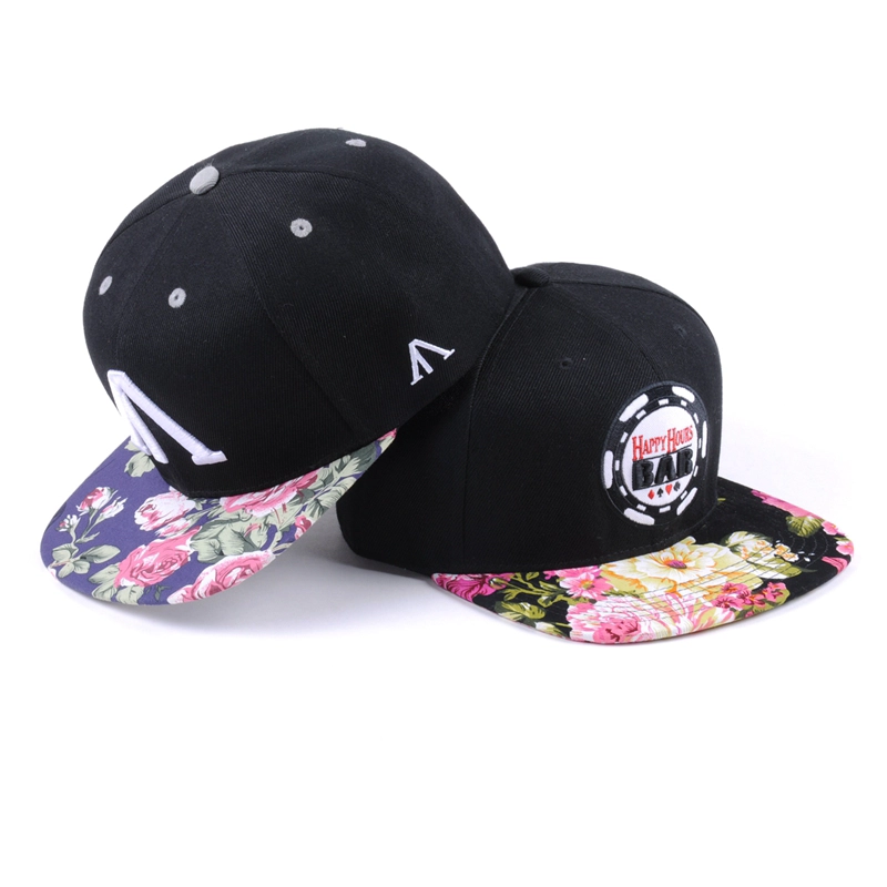 design logo flower brim snapback caps flat hats