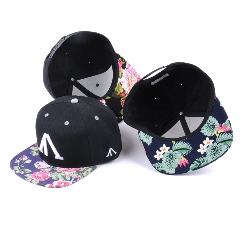 design logo flower brim snapback caps flat hats