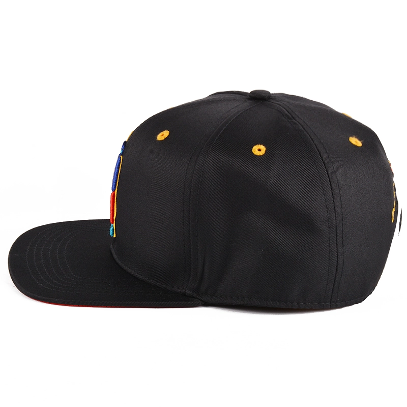 broderie logo noir casquettes snapback bord plat en vente