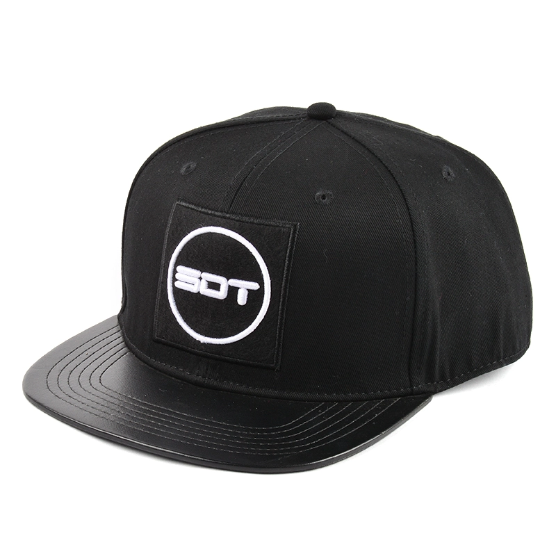 Stickerei Logo Flat Bill schwarze Hysteresenkappen