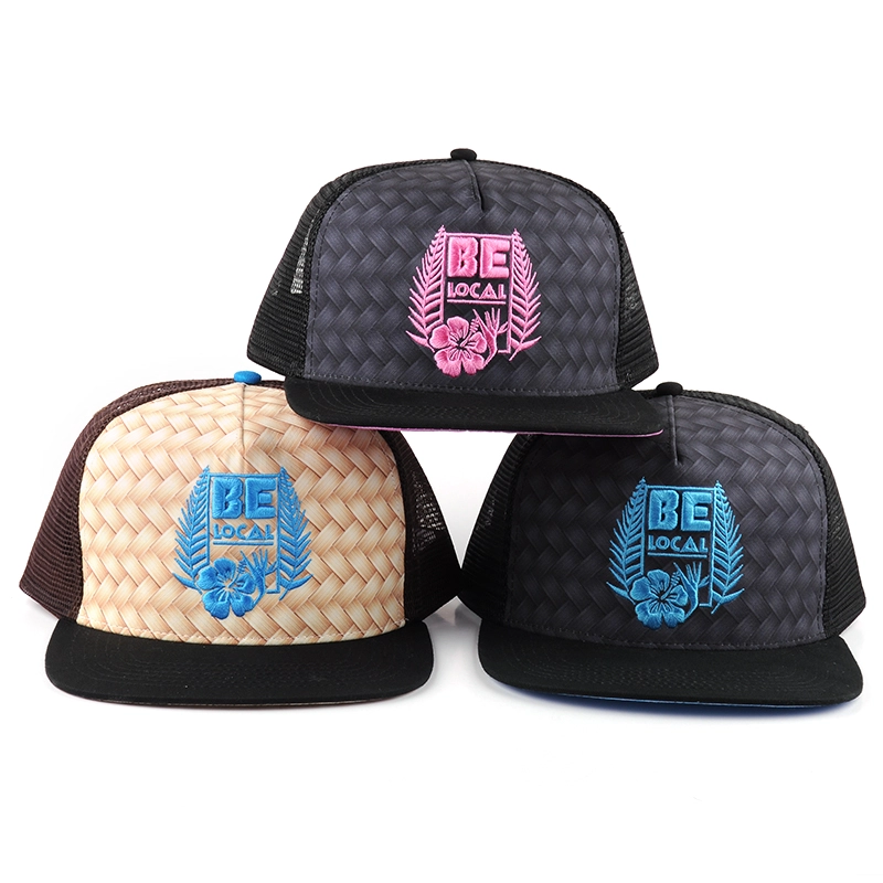 sombrero plano del acoplamiento del camionero del bordado del snapback del borde