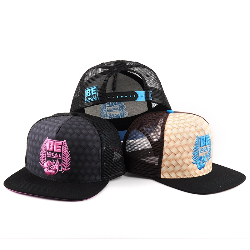 sombrero plano del acoplamiento del camionero del bordado del snapback del borde