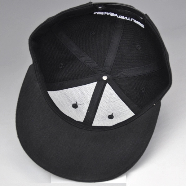 bordado plano sombrero del snapback negro