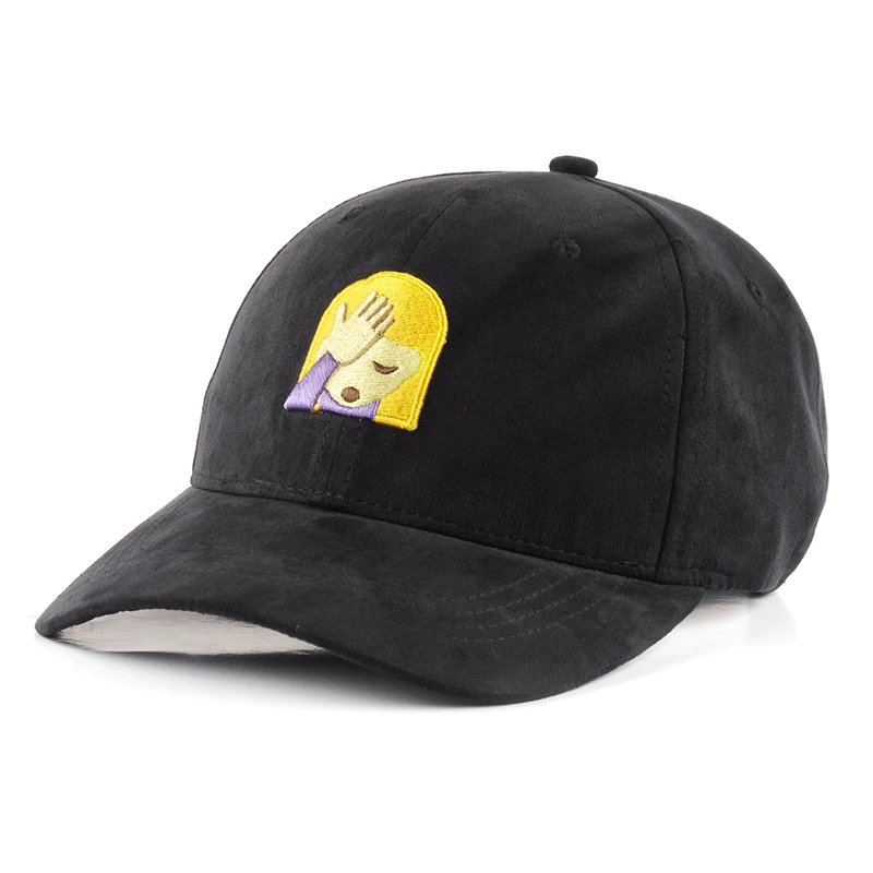 flat embroidery logo all black suede baseball hat