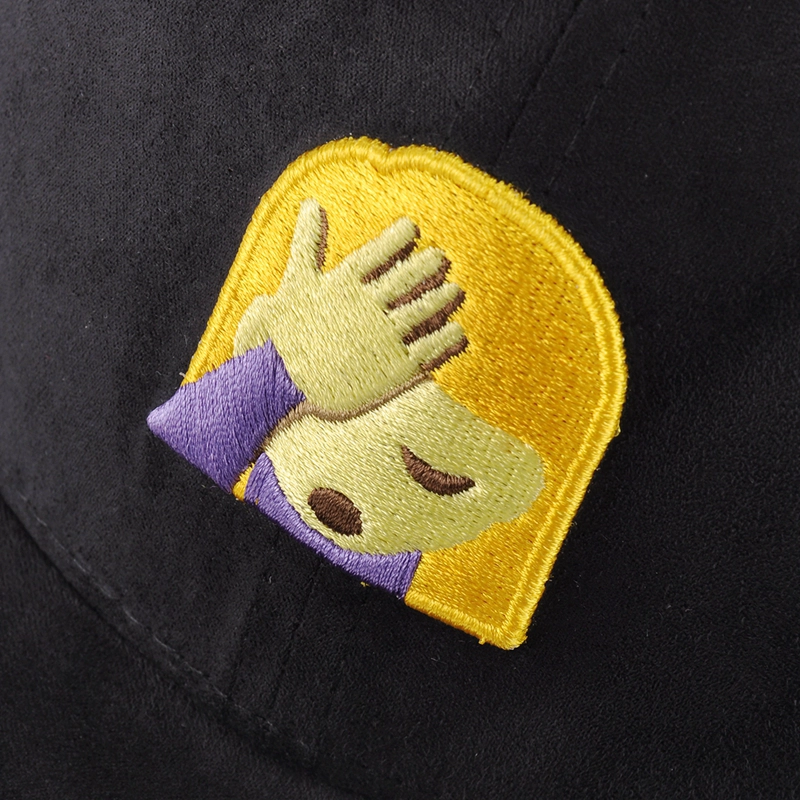 flat embroidery logo all black suede baseball hat