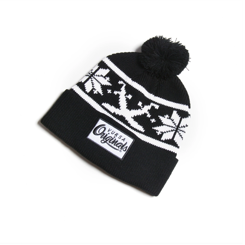 jacquard logo zwarte gebreide winter caps mutsen hoeden