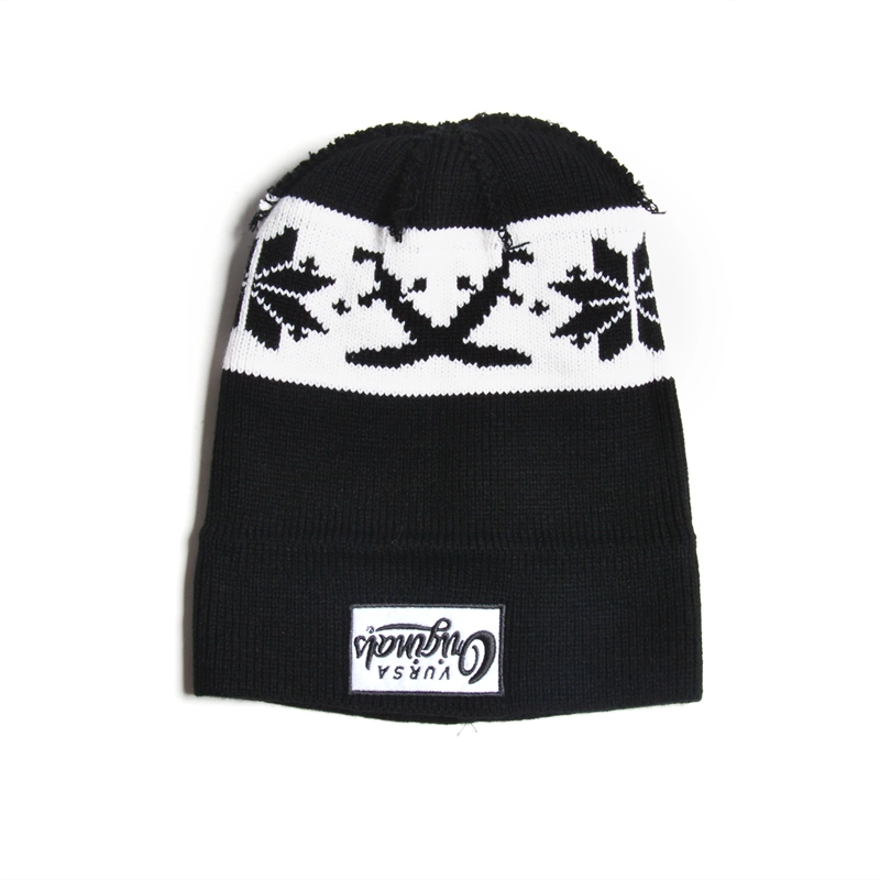 jacquard logo zwarte gebreide winter caps mutsen hoeden