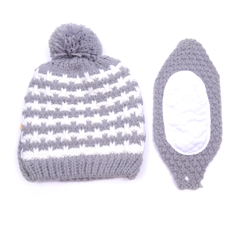 Strickmützen Pom Wintermützen mit Gesichtsmaske