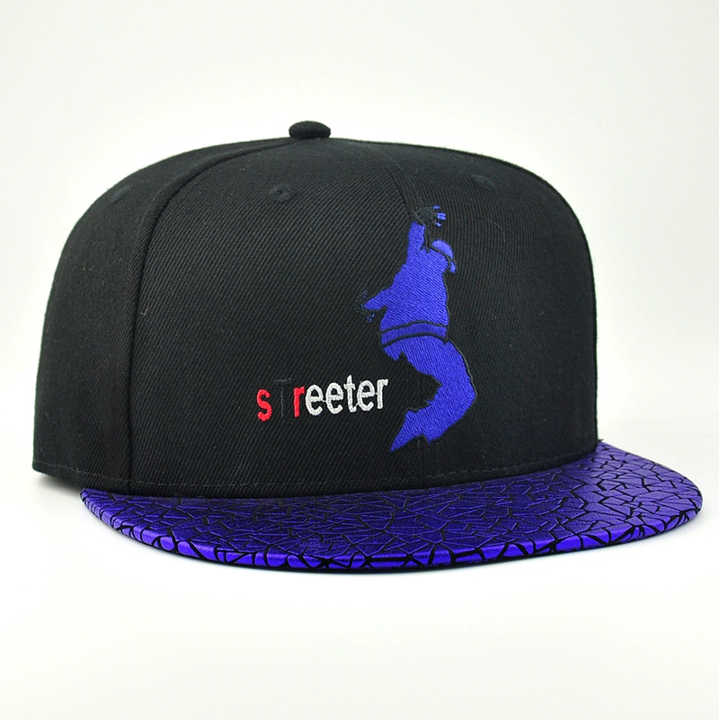 Chine bordures en cuir broderie flexfit snapback caps custom fabricant