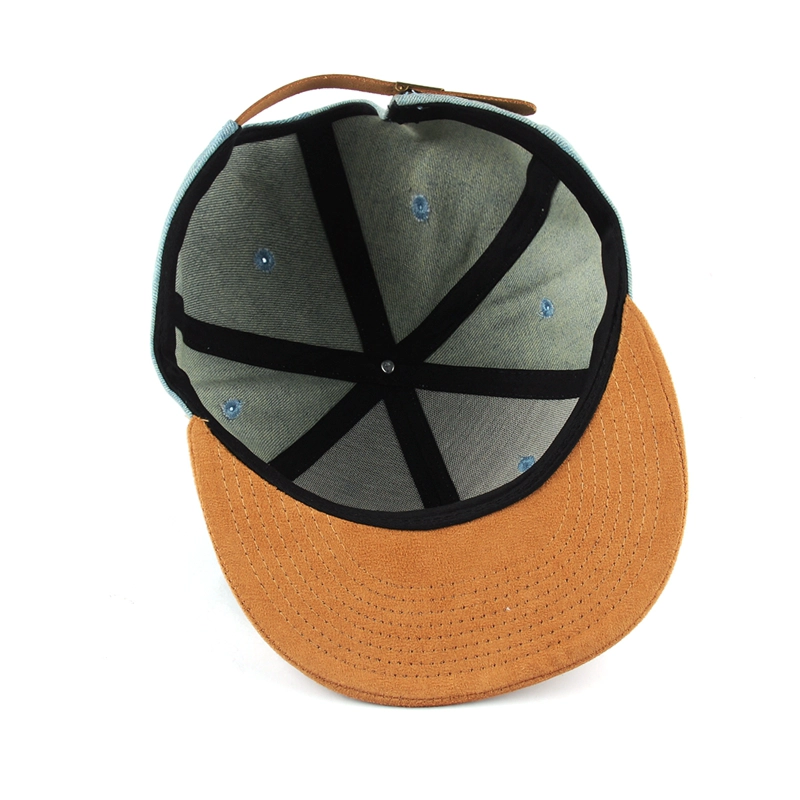 logo en cuir daim bord denim snapback chapeaux usine personnalisée