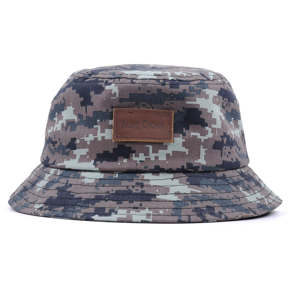 couro remendo camo balde chapéus à venda