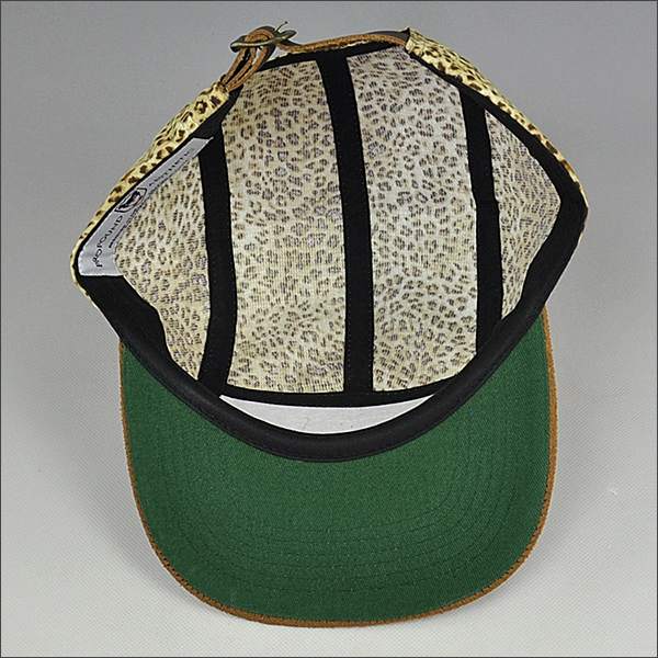 leopard leather strap snapback hat