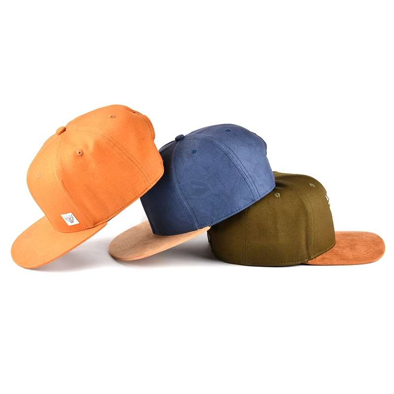 plain 6 panels flat brim snapback caps custom