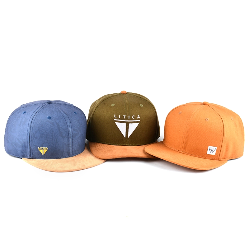 plain 6 panels flat brim snapback caps custom
