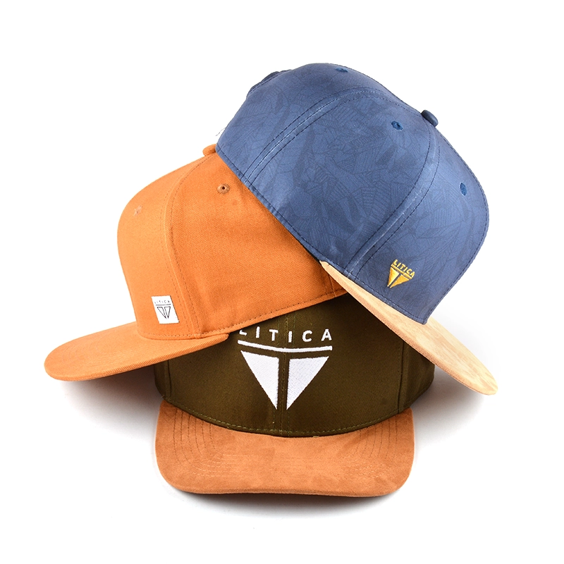 plain 6 panels flat brim snapback caps custom