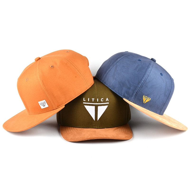plain 6 panels flat brim snapback caps custom