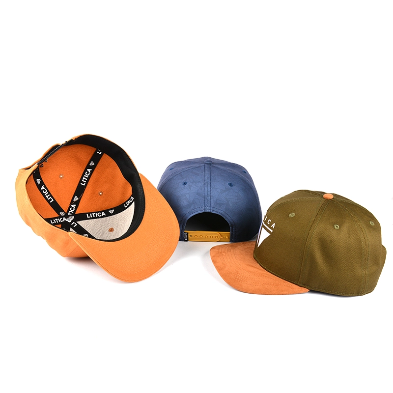 plain 6 panels flat brim snapback caps custom