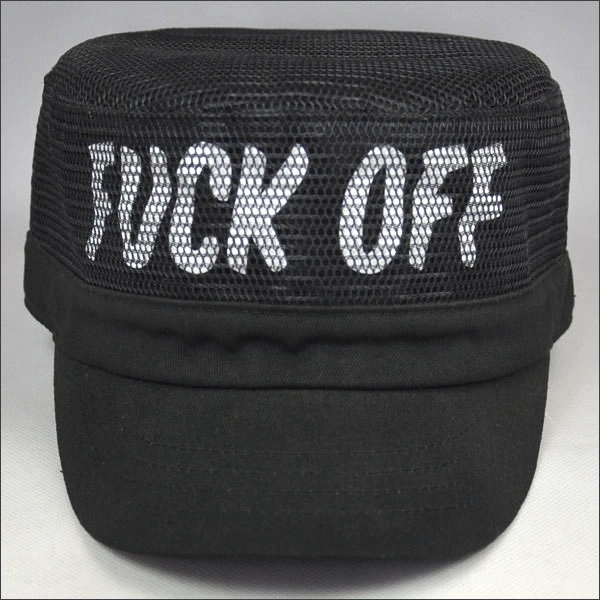plain black printed hat flat top