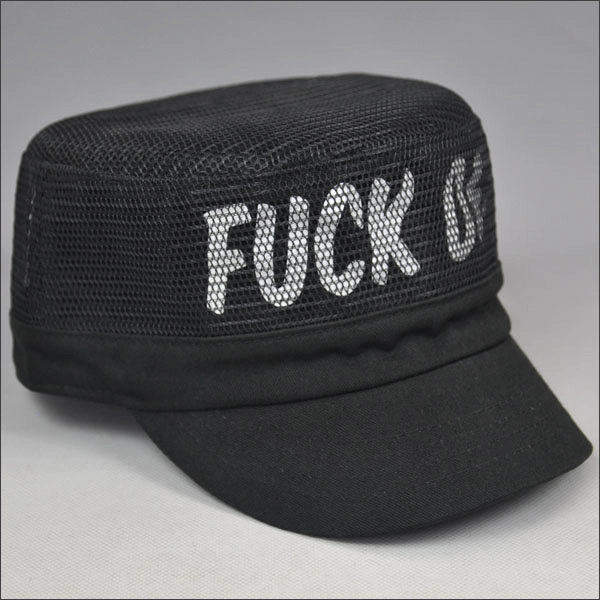 plain black printed hat flat top