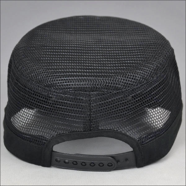 plain black printed hat flat top