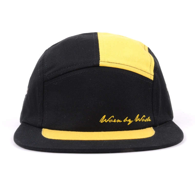 casquette à 5 panneaux brodée unie casquette à bord plat personnalisé