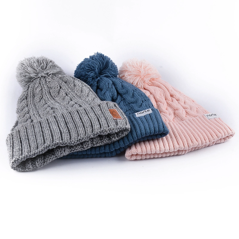 plain pom pom winter beanies knitted hats custom