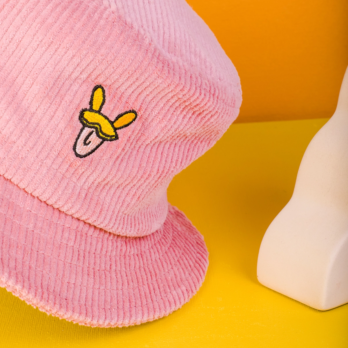 cappelli a secchiello in tessuto velluto a coste con logo ricamato vfa