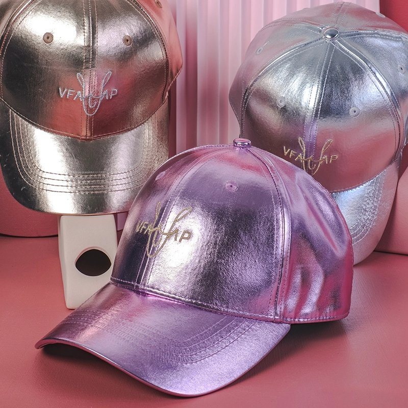 pu leather baseball caps design logo embroidery 6 panels baseball caps