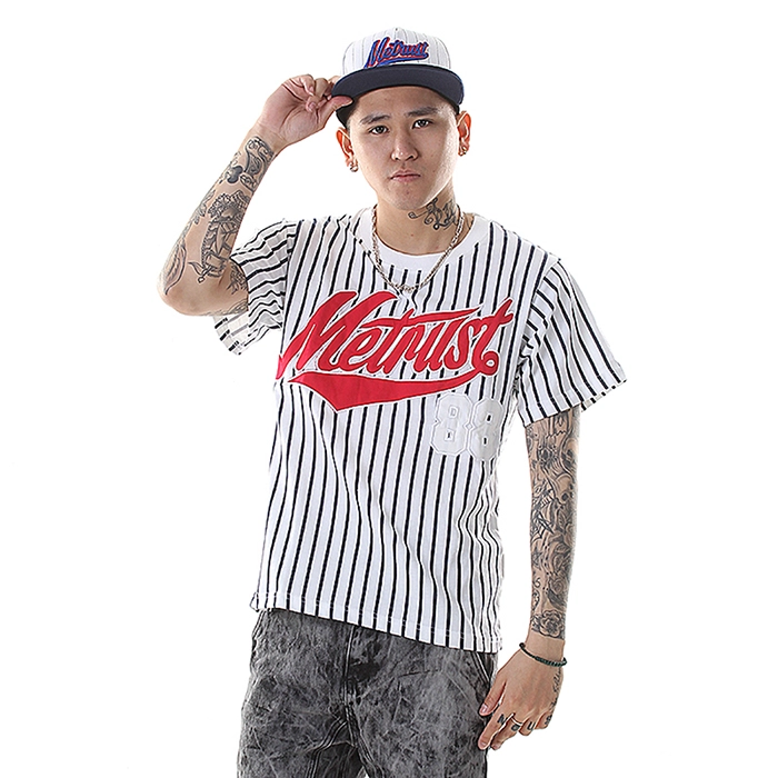porcelana Rayas camiseta de algodón logotipo personalizado fabricante