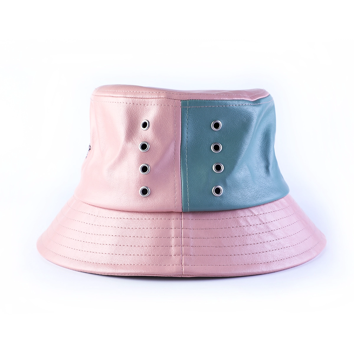 cappelli a secchiello in pelle con logo vfa in tinta unita personalizzati