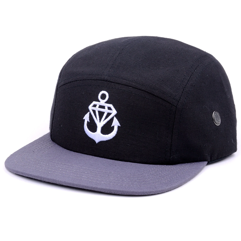 two tone 5 panels cap design embroidery logo