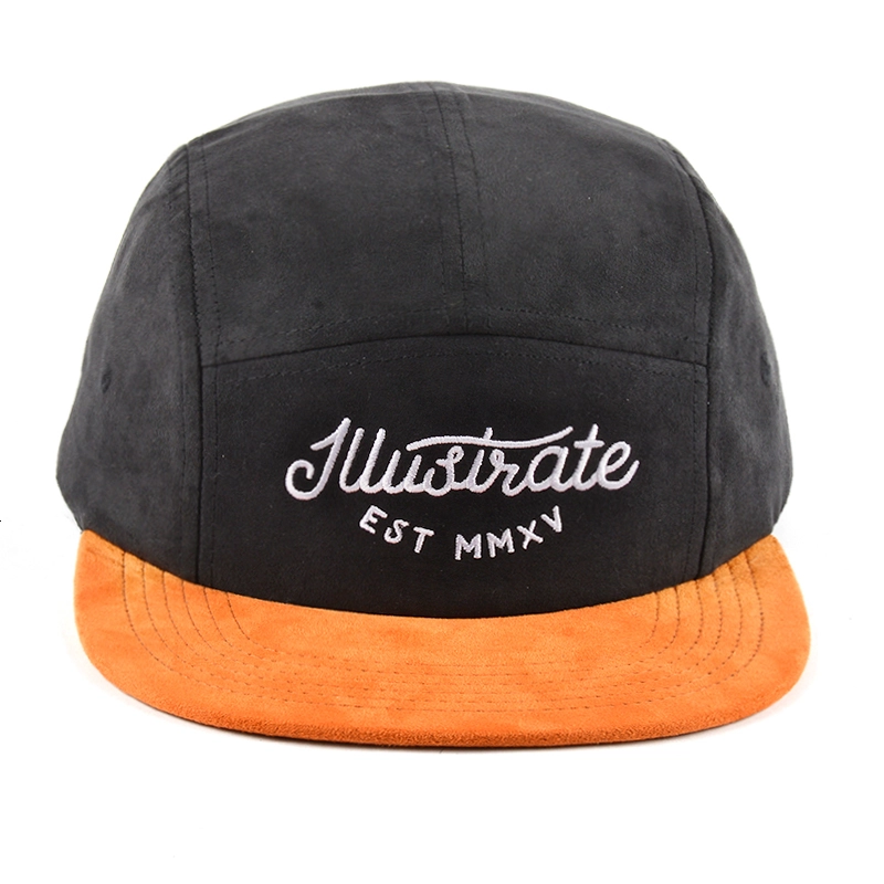 daim bicolore 5 panneaux casquette broderie design en gros