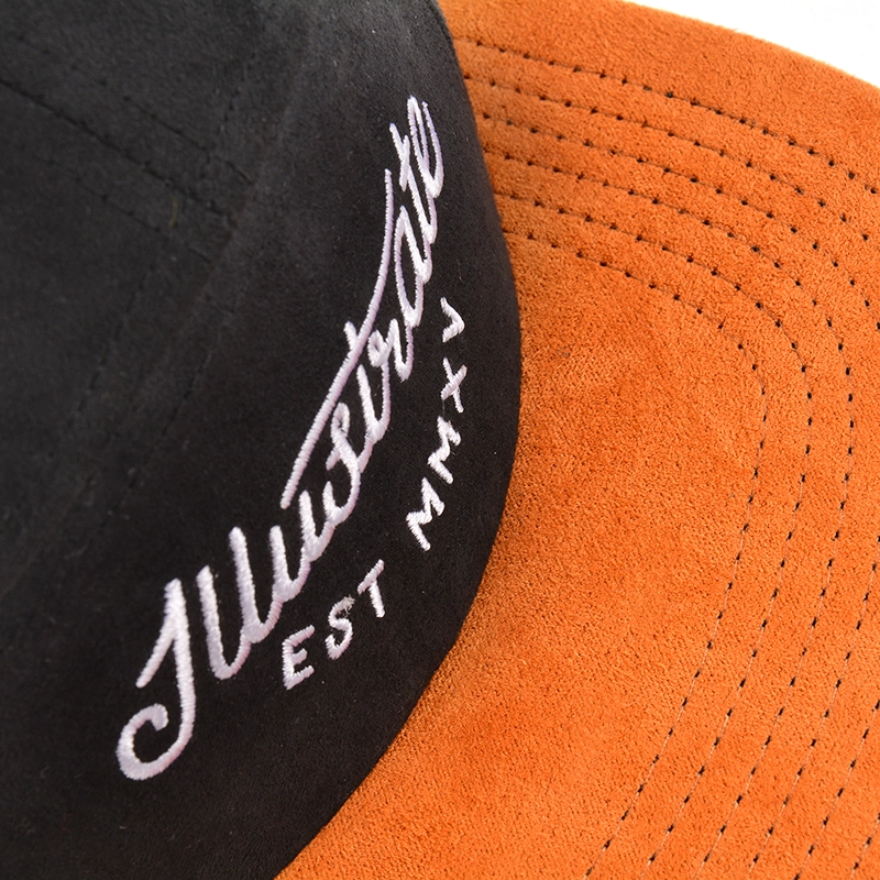 daim bicolore 5 panneaux casquette broderie design en gros