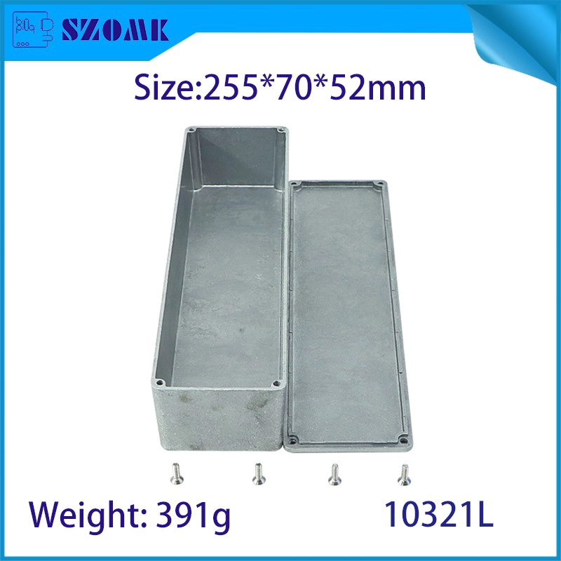 10321L 255 * 70 * 52 mm Boîte en aluminium Boîte à boiserie en aluminium Boîte à boîtier Effet Guitare Pédale