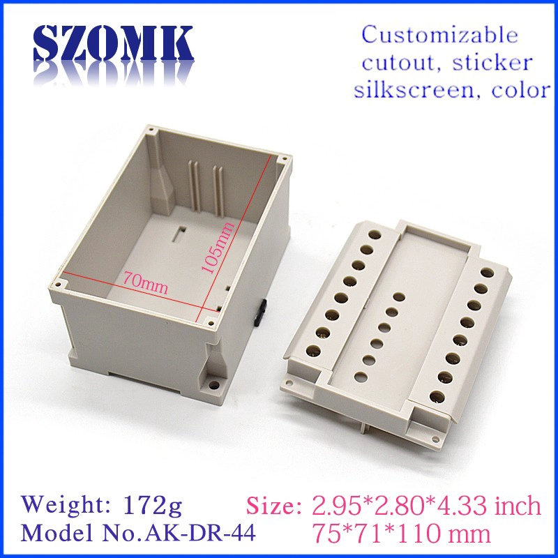 110 * 75 * 71mm ABS Din-Schienen-PLC-industrieller Plastikgehäusekasten SZOMK Equipment / AK-DR-44