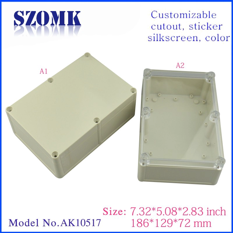 186 * 129 * 72mm ABS البلاستيك غطاء شفاف صغير IP 68 حالة للماء مرفقات / AK10517